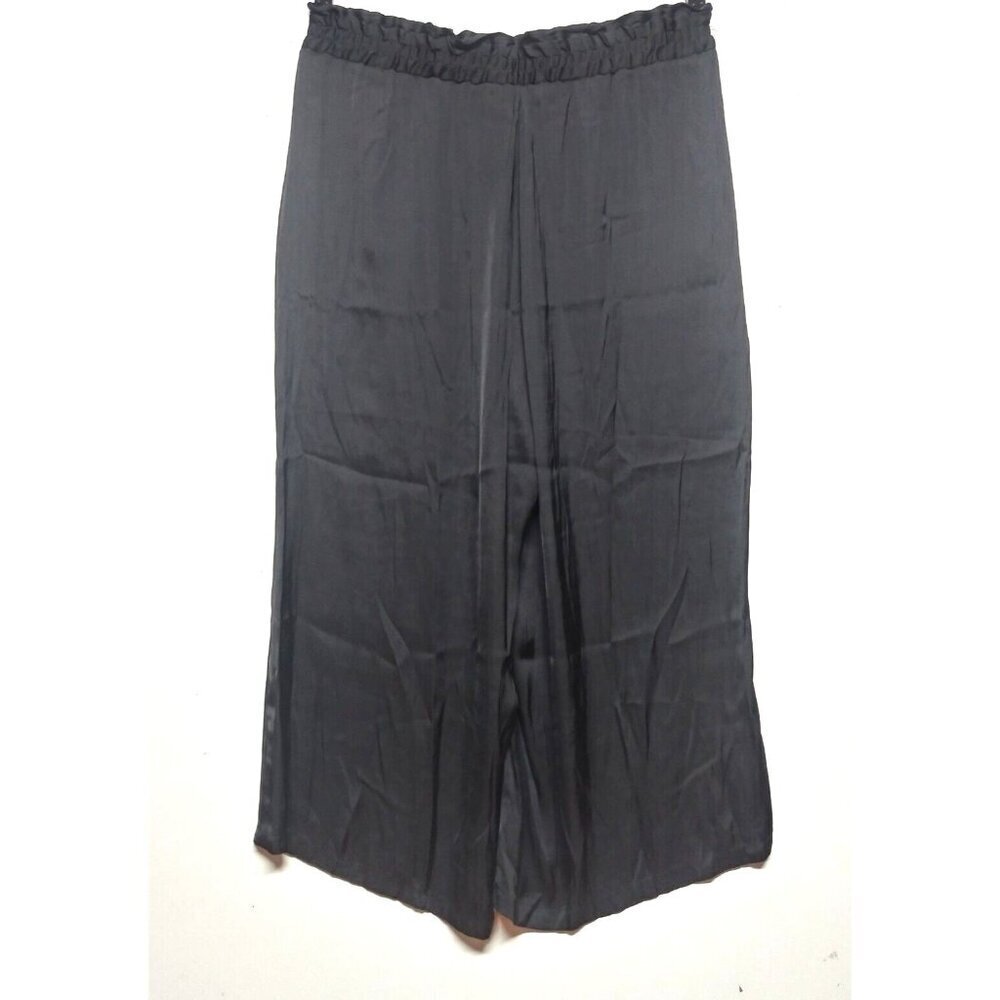 Maison d'Amelie Paris Anthropologie Wide Leg Pants Sz 12 Black Paperbag Waist - Picture 7 of 15